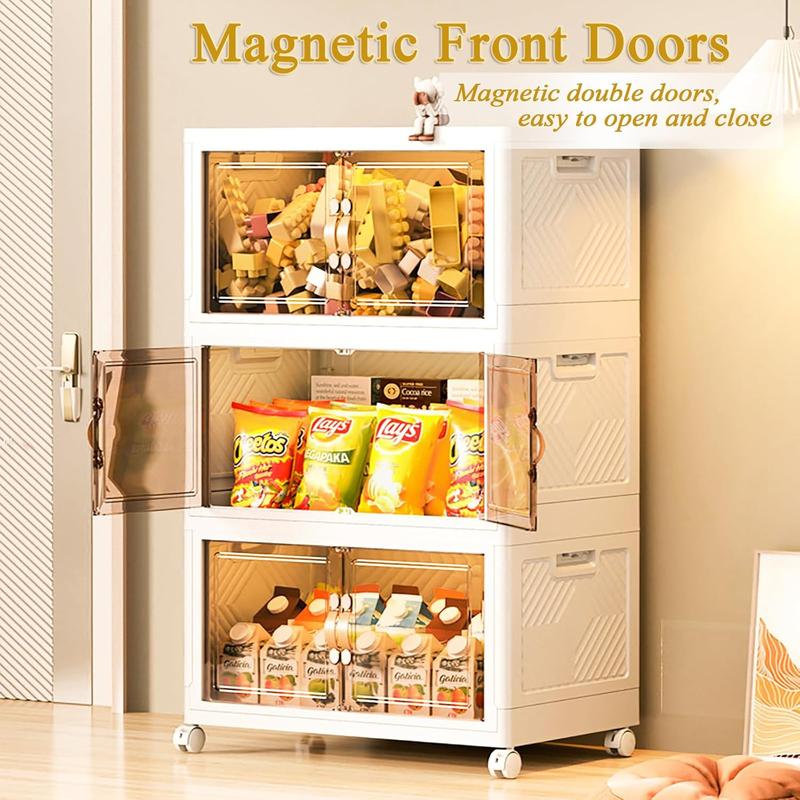 Large Capacity Clothes Storage Cabinet Locker Folding Wardrobe W/Lid Open Front 3