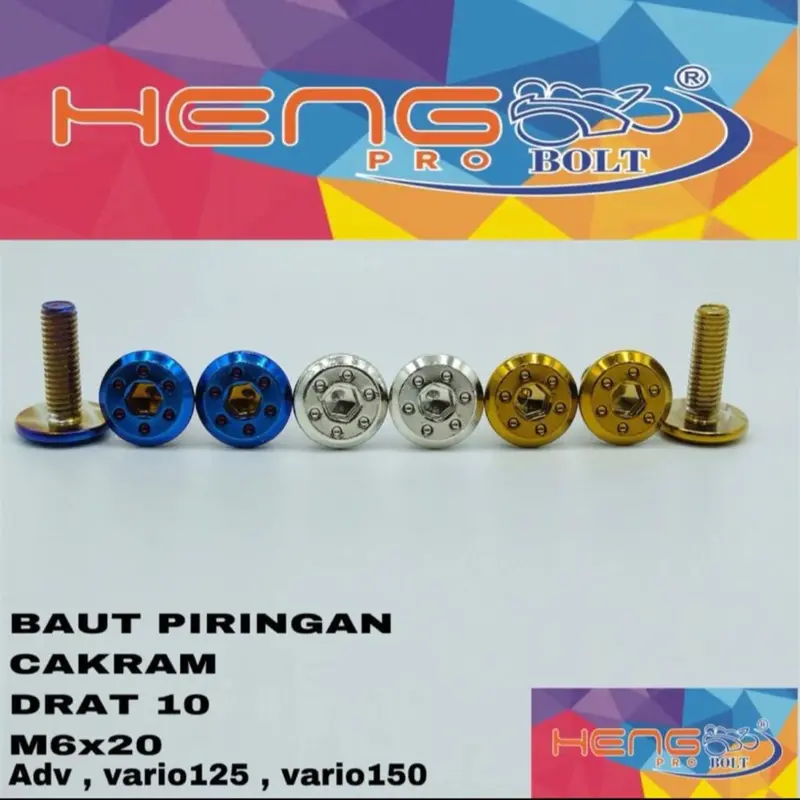 ￼BAUT DISC PROBOTL HENG PIRINGAN CAKRAM DRAT 10 M6x20 PNP KE VARIO 150 NEW, ADV, DAN VARIO 125 NEW 2023 HENG THAILOOK Motorcycle 1