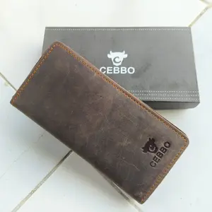 Dompet Panjang Pria Kulit Sapi Asli Crazy Horse Leathe Merk CEBBO Dompet Panjang Bisa Muat Hp Kartu Uang