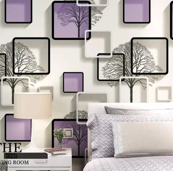 Wallpaper Sticker Dinding Ruang Tamu & Kamar Panjang 9 Meter Motif Kotak Biru 3D PVC Kertas 1