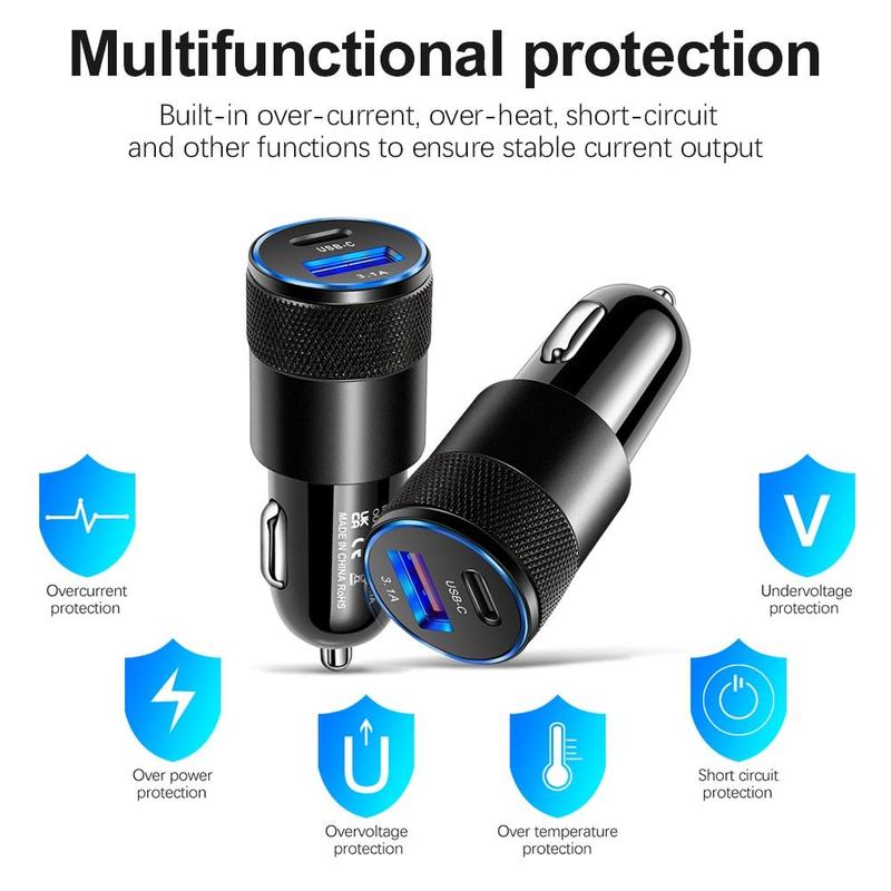 2024 New+COD+spot stocks 38W FAST CAR CHARGER QC3.0 PD USB Dual Fast Charging Adapter Socket 2 Ports Car Phone Charger 4