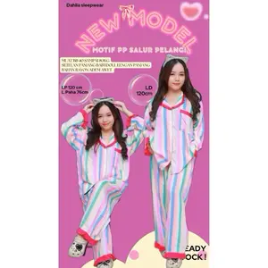 40-80kg LD120 Piyama Lengan Panjang Celana Panjang Rayon Lembut Awet Hijab Friendly