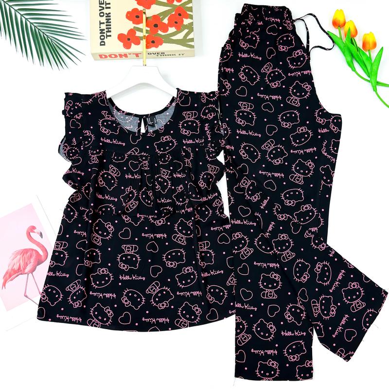  Đồ Bộ Tole Nữ Cánh Tiên Dài Bèo Ngực F21 VNXK 45-75kg - Women Top Áo - Quần Ngủ 