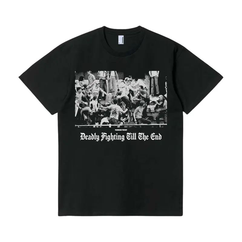 TNGRDEADLY T-Shirt DEADLY FIGHTING Black Tees Kaos Pria 0