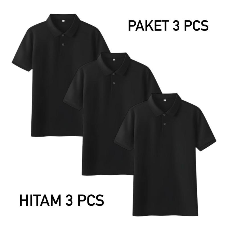 Paket 3 Pcs Kaos Polo Shirt Kerah Polos / Kaos Polo Pria Lengan Pendek / Kaos Seragaman 5