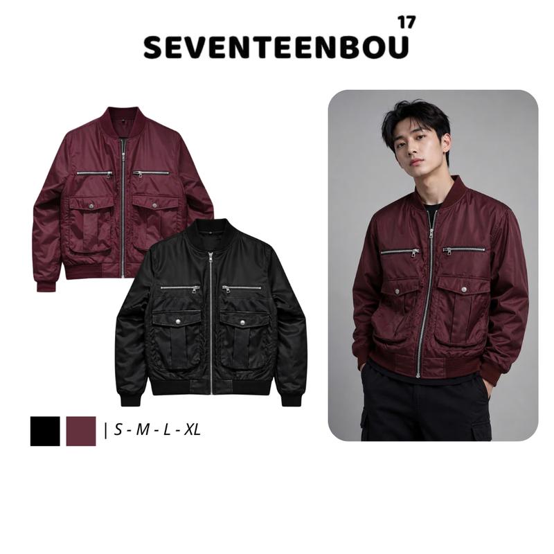 [SEVENTEENBOU] Áo Khoác Trần Bông AG29 Họa Tiết Mix Túi Hộp Trần Bông 3 Lớp Thời Trang Nam Chính Hãng
