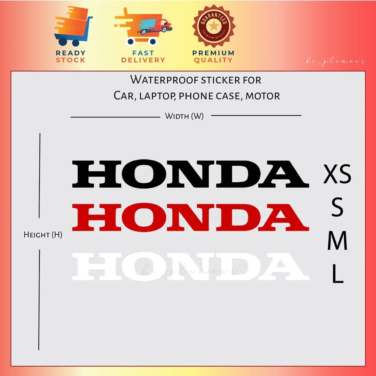 [2pcs] Honda Sticker Reflective stiker racing motogp motorsport superbike car kereta pantulan waterproof Vinyl Decal