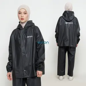 Aimon Jas Hujan Pria Wanita Setelan Dewasa PVC Tahan Air Sepeda Motor Raincoat