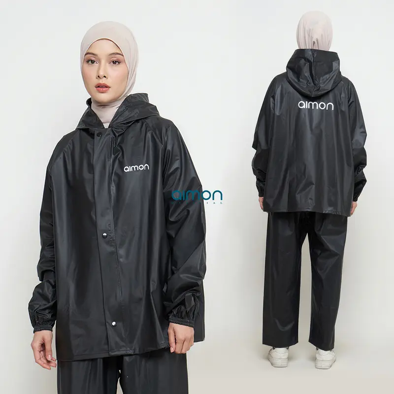 Aimon Jas Hujan Pria Wanita Setelan Dewasa PVC Tahan Air Sepeda Motor Raincoat 0