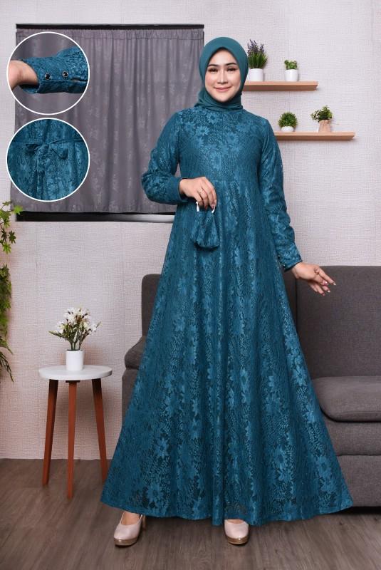 azalia mode gamis brukat jumbo gamis pesta buat seragaman ada ukuran dari m.l.xl.xxl.3xl free masker Dress Muslim Kondangan