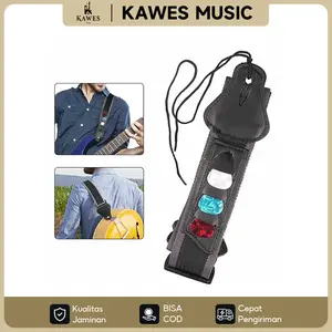KAWES Strap Gitar dengan 3 Slot Picks Tali Super Lembut untuk Gitar Akustik Elektrik Bass