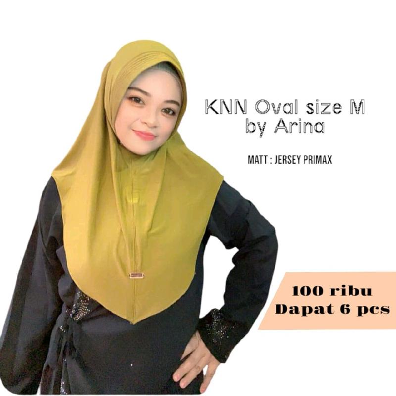 (isi 6 pcs)SPORT OVAL M ACRYLIC jersey by arina hijab | KNN M Kerudung Instan Wanita Muslim Bergo 0