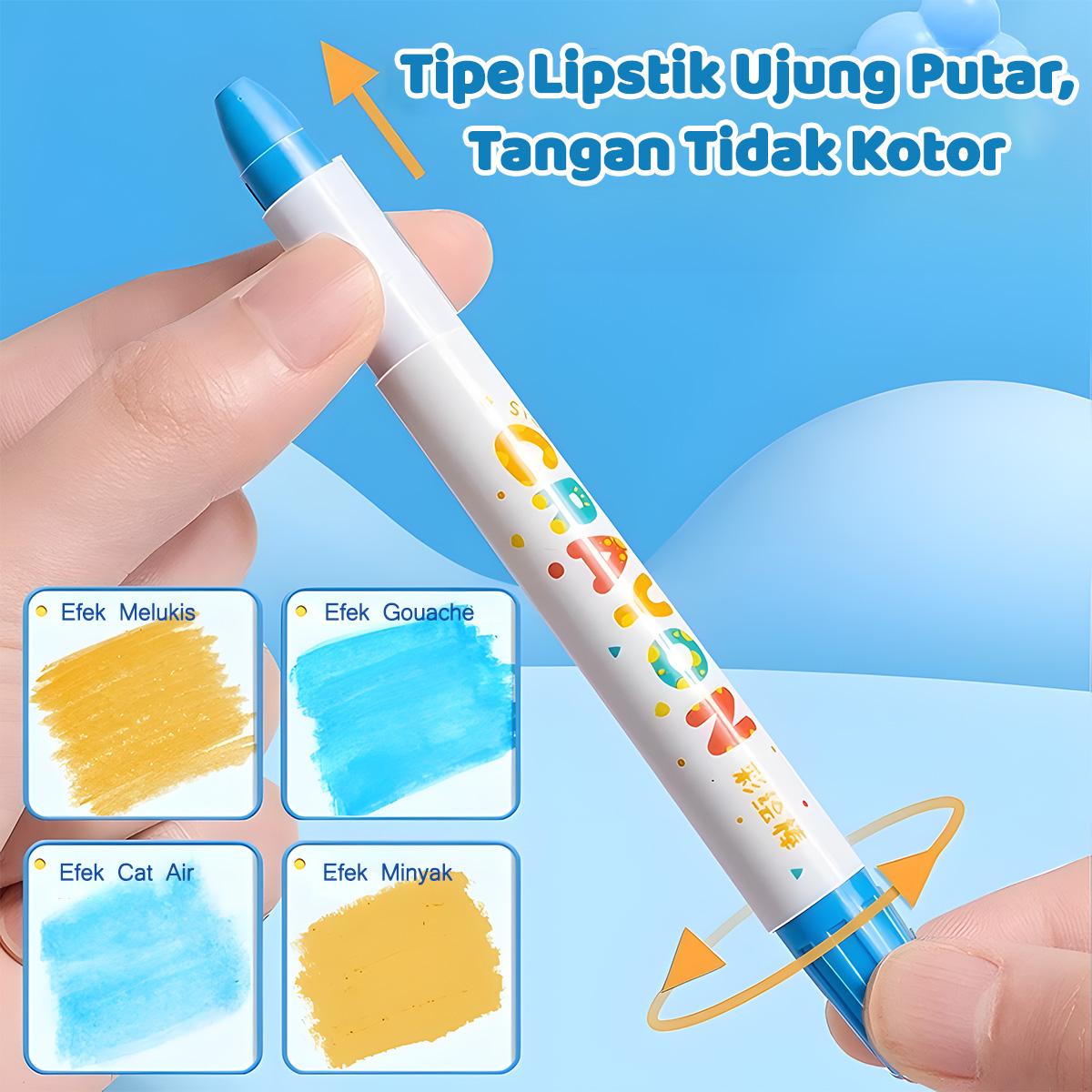 Halo Krayon Putar Washable 48 Warna Non Toxic Aman untuk Anak-anak Gagang Segitiga Mudah Digenggam Tidak Meninggalkan Noda di Tangan Halo Krayon Putar Washable 48 Warna Non Toxic Aman untuk Anak-anak Gagang Segitiga Mudah Digenggam Tidak Meninggalkan Noda di Tangan