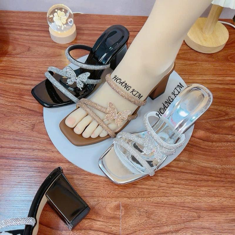 ( form nhỏ ) Guốc Nữ Quai Soàn đi tiệc gót trụ Cao 5 phân, 7 phân - LC31