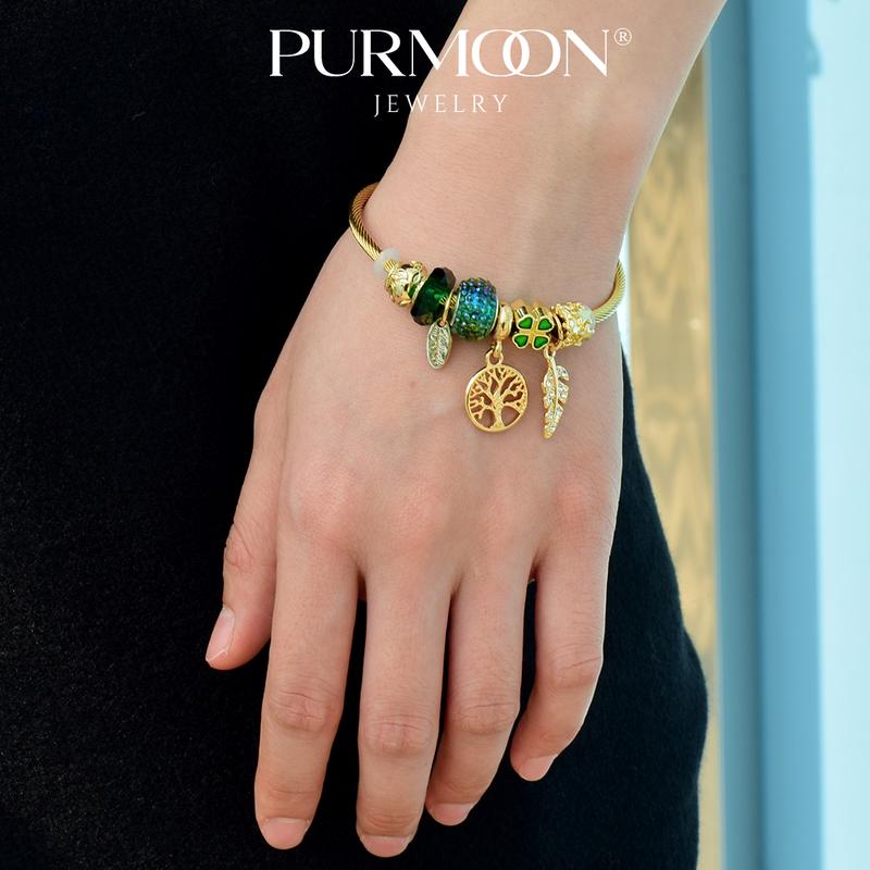 Product Introduction of Purmoon Bracelet Adjustable Girls Women's Bracelet Lucky Charm Bangles, Heart, Key, Butterfly, Tree Of Life, Clover, Animals And Ather Styles, Suitable For Christmas, Party Gifts, Memorial Gifts (Optional Gift Box) 15