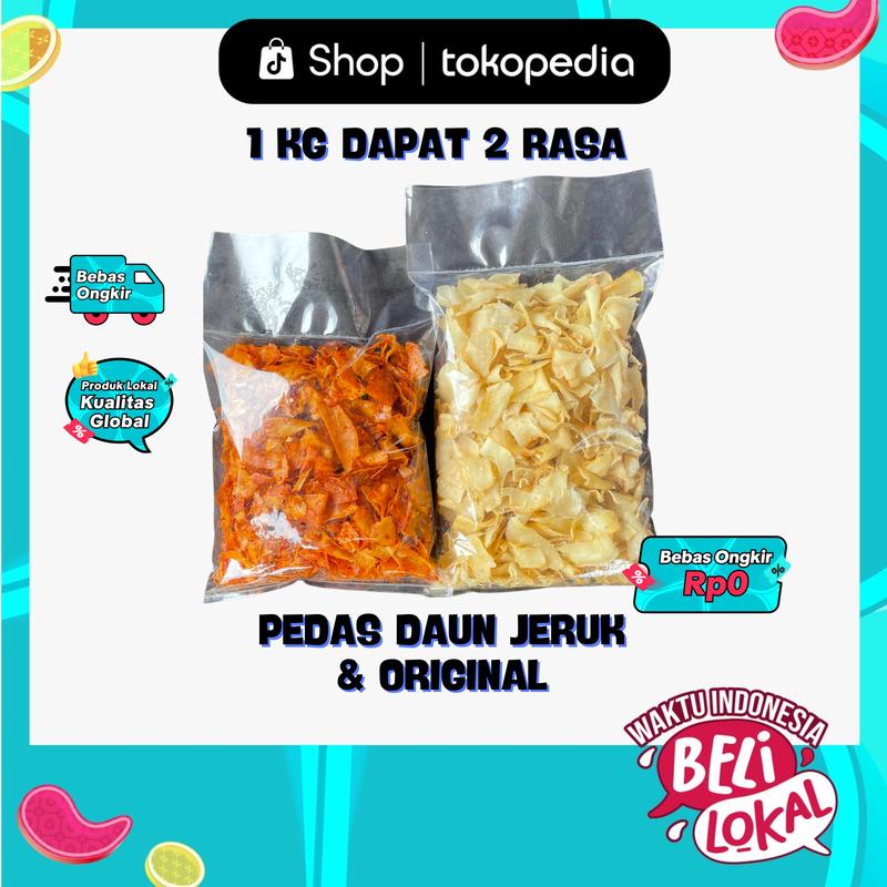 500Gram Keripik Kriwil Pedas Daun Jeruk & Keripik Kriwil Original 500 Gram Keripik Kriwil Sari Asih Cemilan Food Snacks Asin Kerupuk Kerupuk 2
