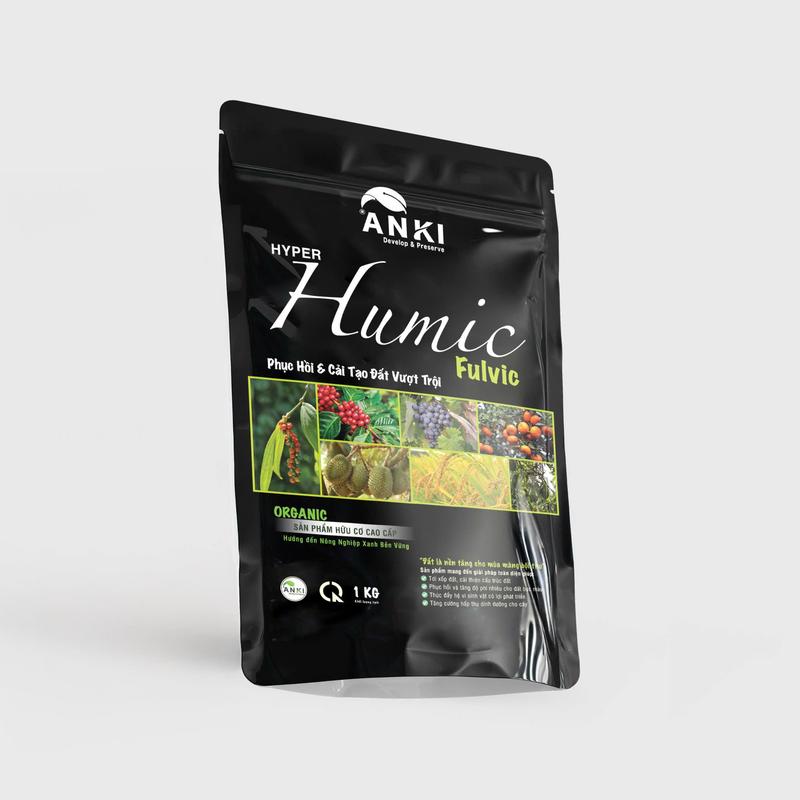 Phân bón Humic Fulvic Anki 1kg pha 400 lít nước - giữ nước, giữ phân, tiết kiệm chi phí phân bón, cải tạo đất (dạng hạt)