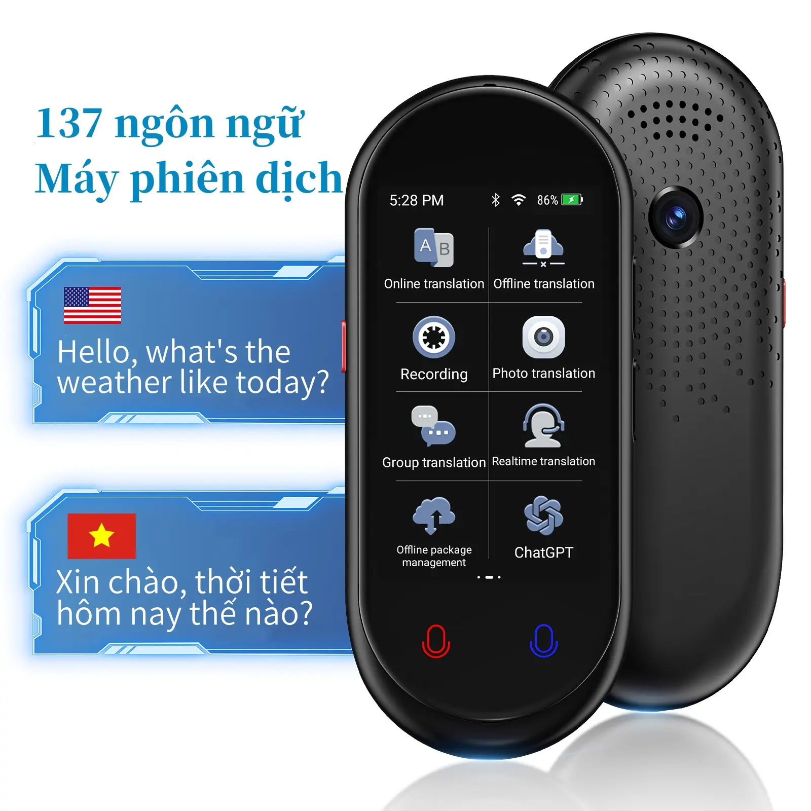 Vormor Z8 Translator Thiết bị dịch thuật ngôn ngữ, Thiết bị dịch thuật di động với 138 ngôn ngữ và màn hình cảm ứng 3,1 inch, Dịch ảnh bằng giọng nói thông minh theo thời gian thực, Dịch ảnh bằng giọng nói ngoại tuyến