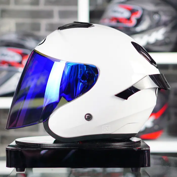 Helm Half Face Mla Kiyoto Solid White Paket Ganteng Spoiler Helm Terbaru Pria Wanita SNI COD Kekinian