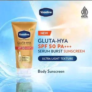 vaseline gluta hya serum burst sunscreen tubuh spf50 50ml