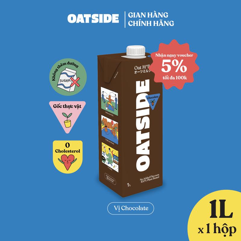 Sữa yến mạch OATSIDE vị Sô-cô-la - Chocolate - Chocolate 1L - Không lactose, Đậm vị, Làm từ Cacao thật
