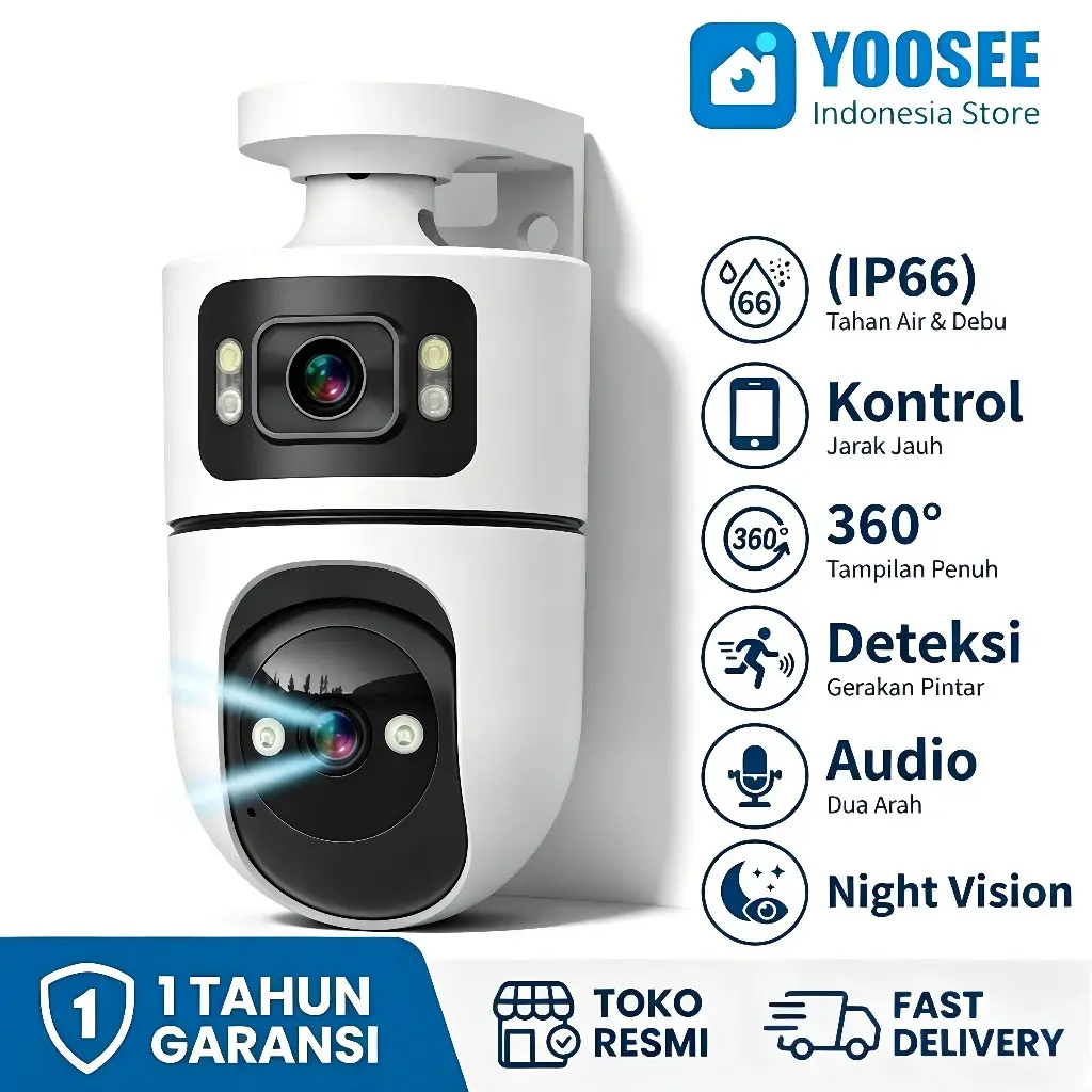 YOOSEE Kamera CCTV 8MP Dual Lensa Onvif PTZ Penglihatan Malam Cerdas Penuh Warna Deteksi Gerak AI