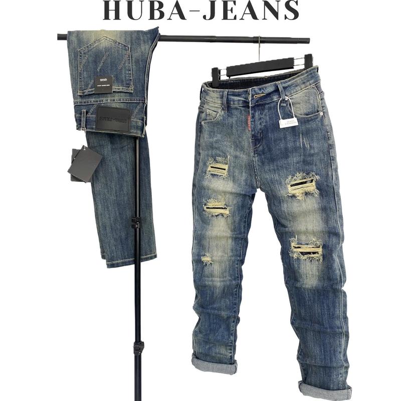 (BIGSIZE) Quần jeans nam HUBA-JEANS chất co giãn wash rách HUBA-JEANS, chất liệu vải jean dày dặn cao cấp - Menswear Pants Có Túi Denim