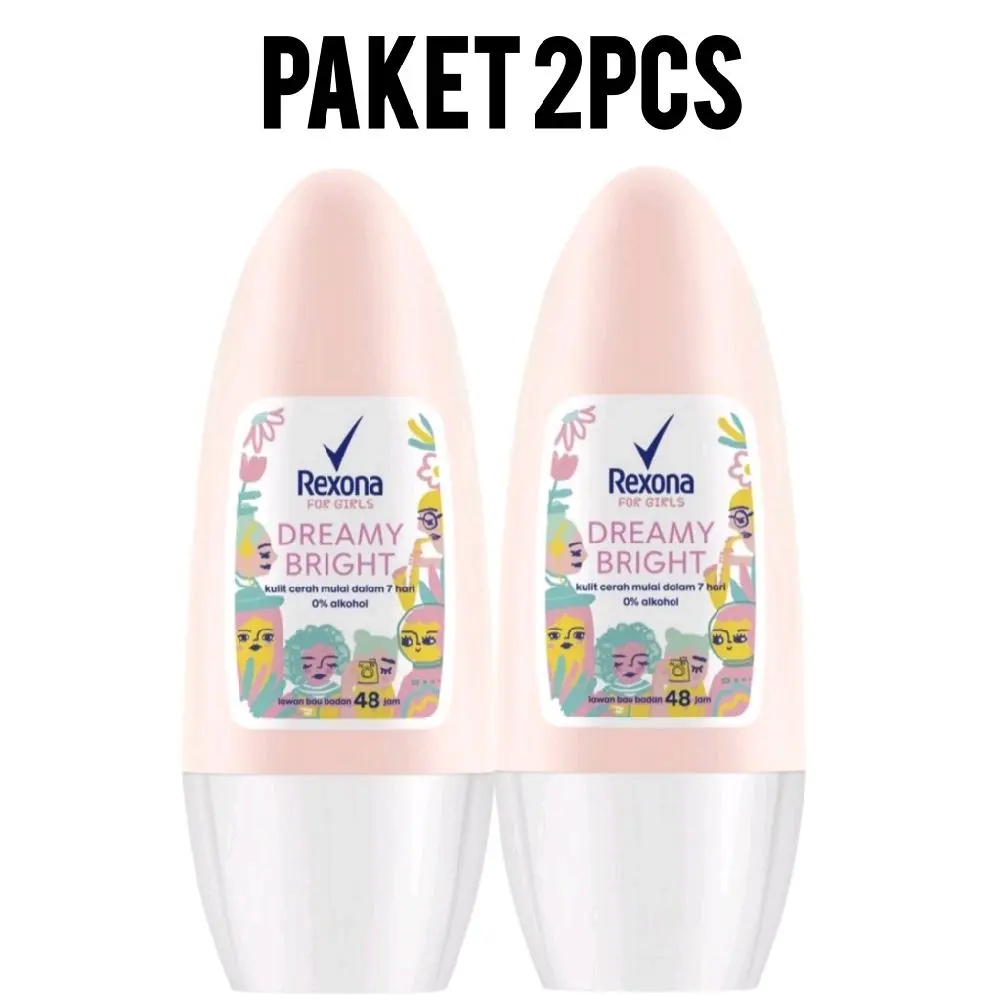 PAKET 2PCS, REXONA DEODORAN WOMEN ROLL ON DREAMY BRIGHT 2x40ml