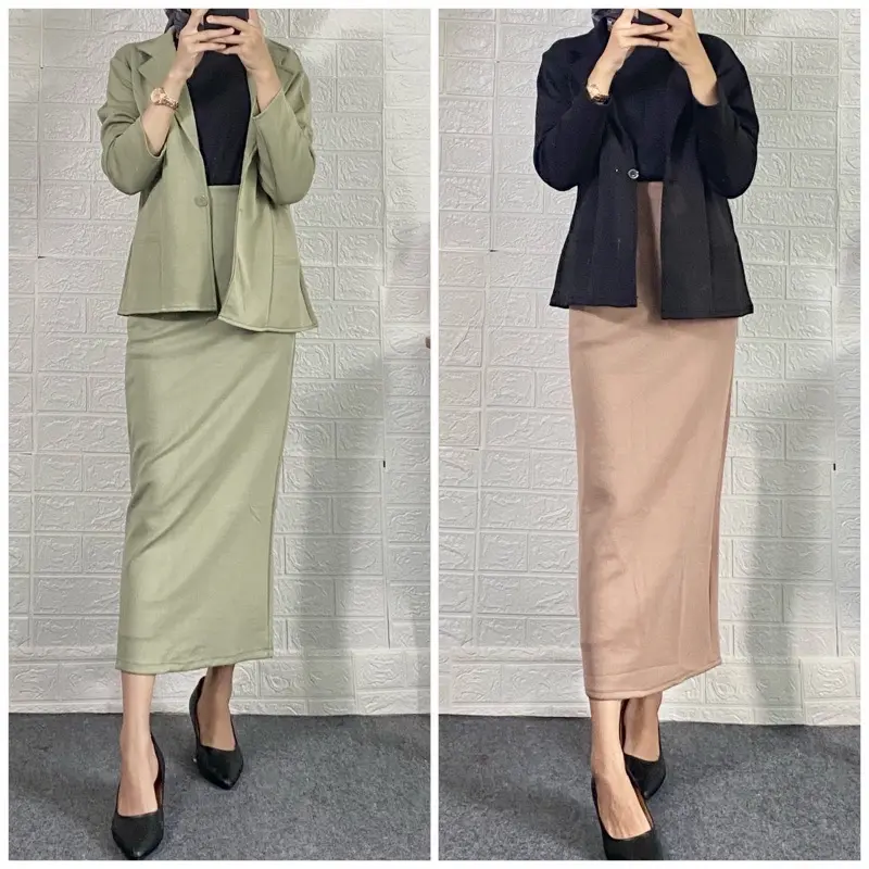 MM- Rok Span  Scuba Premium Panjang Nyaman Wanita Hitam  Cewek Basic Kerja Melar Casual Formal 0