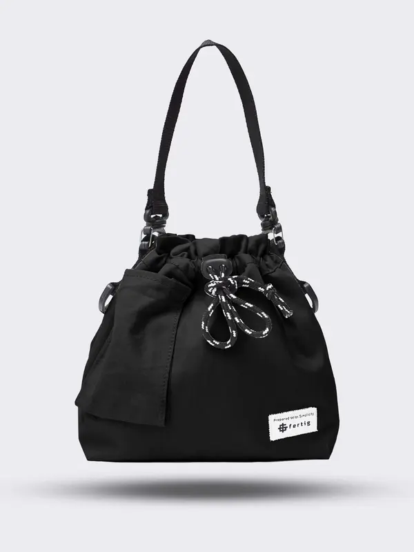 Fertig - Envy Black - Tas Serut 2 In 1 Slingbag Clutch bag - Dumpling Bag Wanita Kanvas -Tas Selempang Wanita 0
