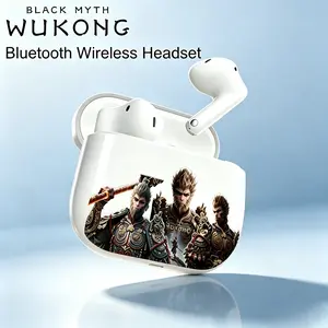 Black Myth Wukong Headset Bluetooth DIY Waterproof dengan Noise Canceling & Kualitas Suara Hi-Fi untuk iPhone & Android Baterai 20 Jam Desain Kokoh Audio Elektronik Telepon Earphones Mic & Amplifier Wireless