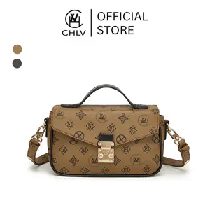 CHLV Tas Selempang Medium Slingbag Kondangan Aesthetic Terbaru Korean Style Tas jinjing Crossbody Bag Push Lock Pesta Elegant 821 Kulit Wanita