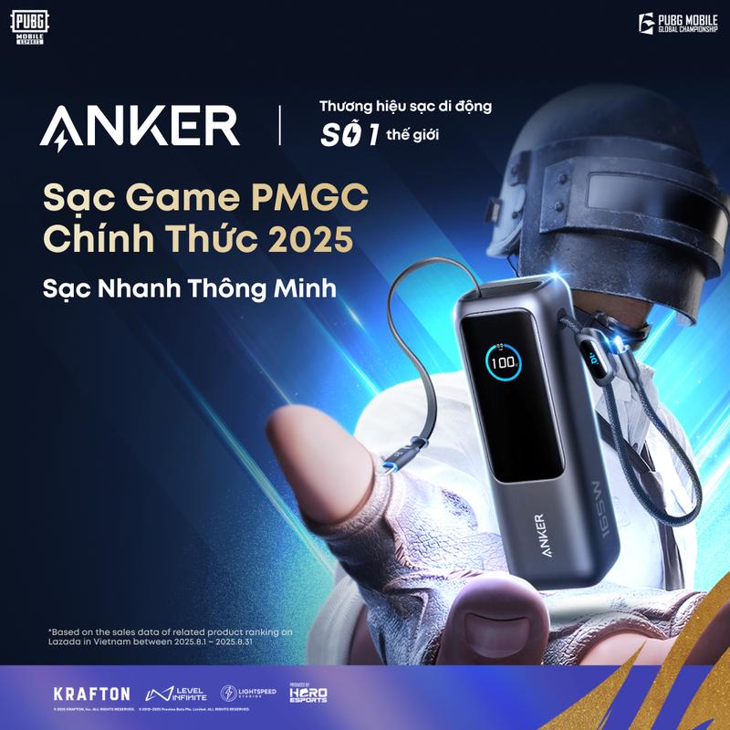 NEW Anker Sạc dự phòng 25000mAh Sạc Cầm Tay siêu nhanh 165W Tích hợp và Cáp USB C Có Thể Thu Vào - A1695