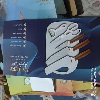 Product Review of [Exclusive Jordi Onsu] Pero Premium Vallery Knife Set of 6 with Cutting Board / Pisau Set Isi 6pcs dengan Talenan Kayu Lapisan Pisau Anti Lengket from U**a 2