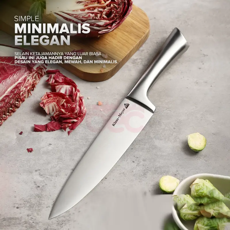 【BEC x Klaus-Meyer】Chef Knife Pisau Dapur Profesional Stainless Steel Super Tajam Triple Riveted Kitchenware 2