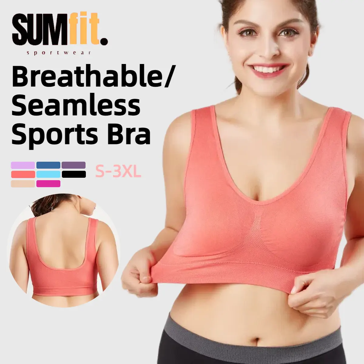Outdoor  Sports Bra Full Cup Soft Women's Bra Breathable Push Up Removable Padded Underwear 811