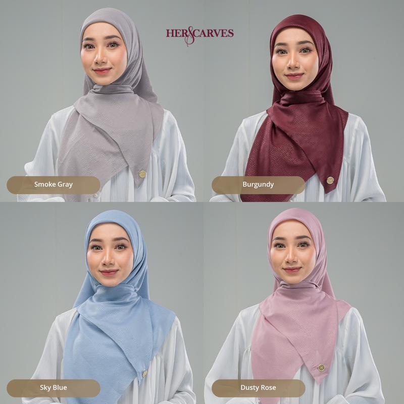 Classy Emboss Hers - Kerudung Hijab Segi Empat Polos Box Premium by HerScarves - Ecer (1pcs) Square Muslim Wanita 6