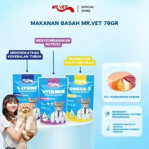 Mr. Vet Pouch 70g - Diperkaya dengan Protein, Prebiotik, dan Taurin, Cocok untuk Kucing dari segala Usia【GM】