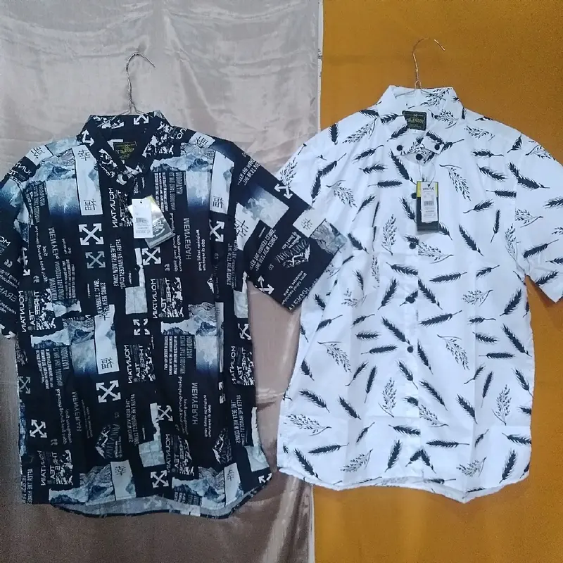 paket kemeja motif 2pcs baju atasan pria lengan pendek santai dan formal bahan katun adem 6