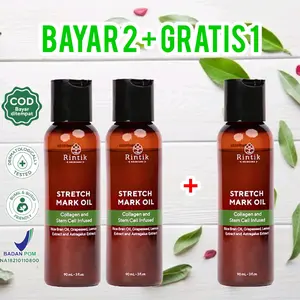 (BELI 2 + GRATIS 1 ) RINTIK stretch mark Oil RINTIK skincare Bekas Luka strech 90ml strechmark BPOM Hamil Perawatan Stretchmark Mengadung Kolagen Steam cell infused by rintik Ibu Perut