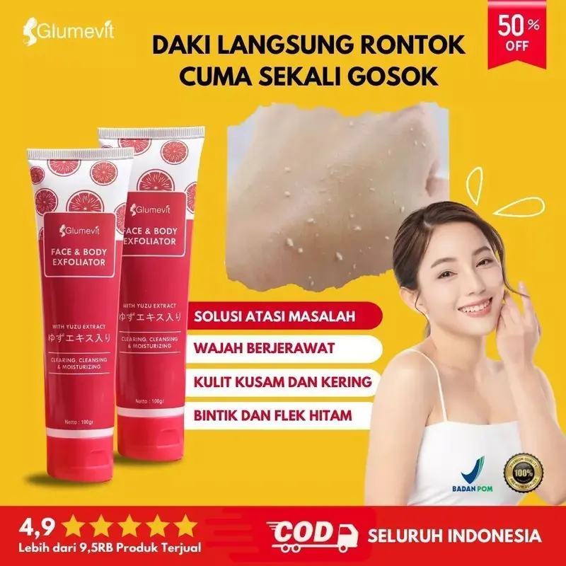 Glumevit Exfoliating Gel Exfoliasi Wajah Untuk Wanita Pria Mencerahkan Wajah Mengangkat Sel Kulit Mati 1