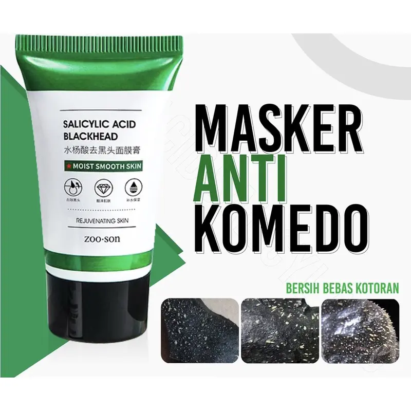 ( 3Pcs Gratis Kuas ) Zoo Son Salicylic Acid Blackhead Masker Arang Hitam Pengangkat Komedo 3