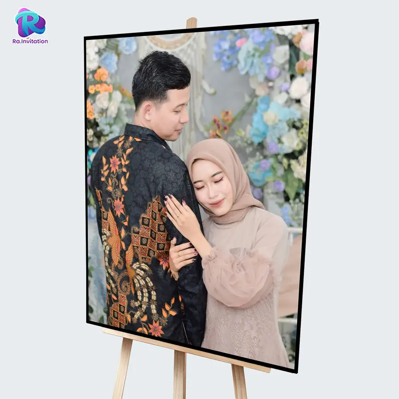 CETAK FOTO UKURAN 16R 40X60 CM + BINGKAI FRAME BLOCK  ( WEDDING SIGN / WALLDECOR / WEDDING FOTO) Paku 2