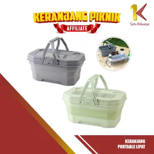Affiliate SK C1292 Keranjang Piknik Lipat Portable Tempat Penyimpanan Makanan Bisa Menjadi Meja Serbaguna