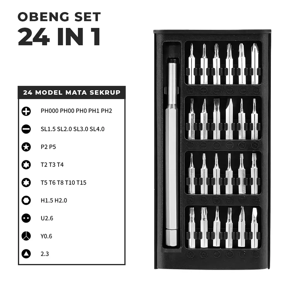 Obeng Set 24 IN 1 Obeng Mini Multifungsi Alat Perbaikan Ponsel Dan Komputer 6024