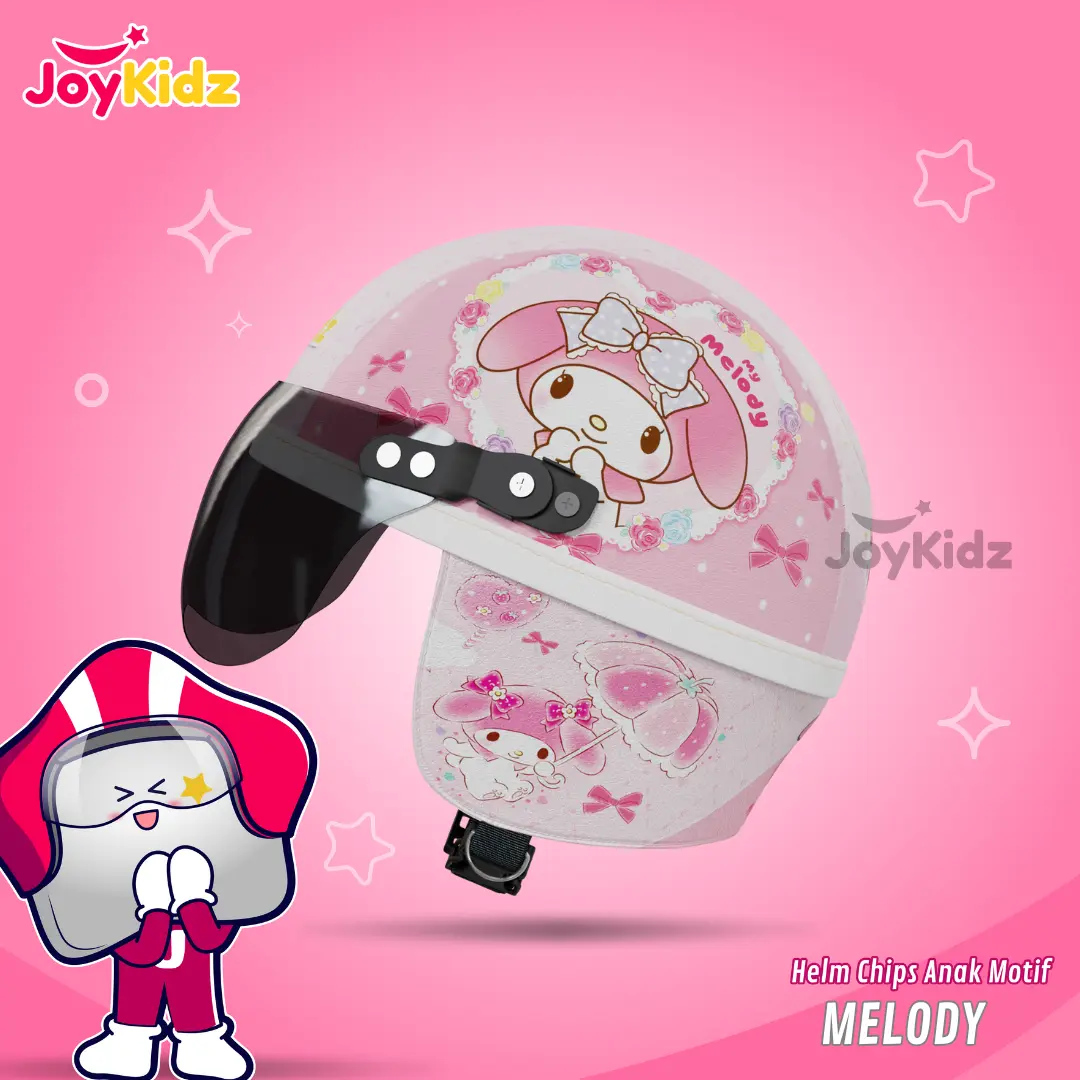 Helm Anak Perempuan Usia 1 2 3 4 5 Tahun Retro Junior Karakter Ringan Motif Melody