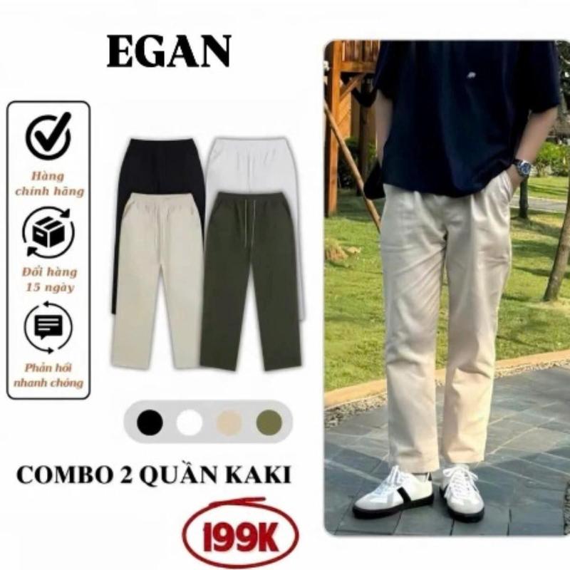 Combo 2 Quần Kaki Nam EGAN Form Suông Hàn Quốc