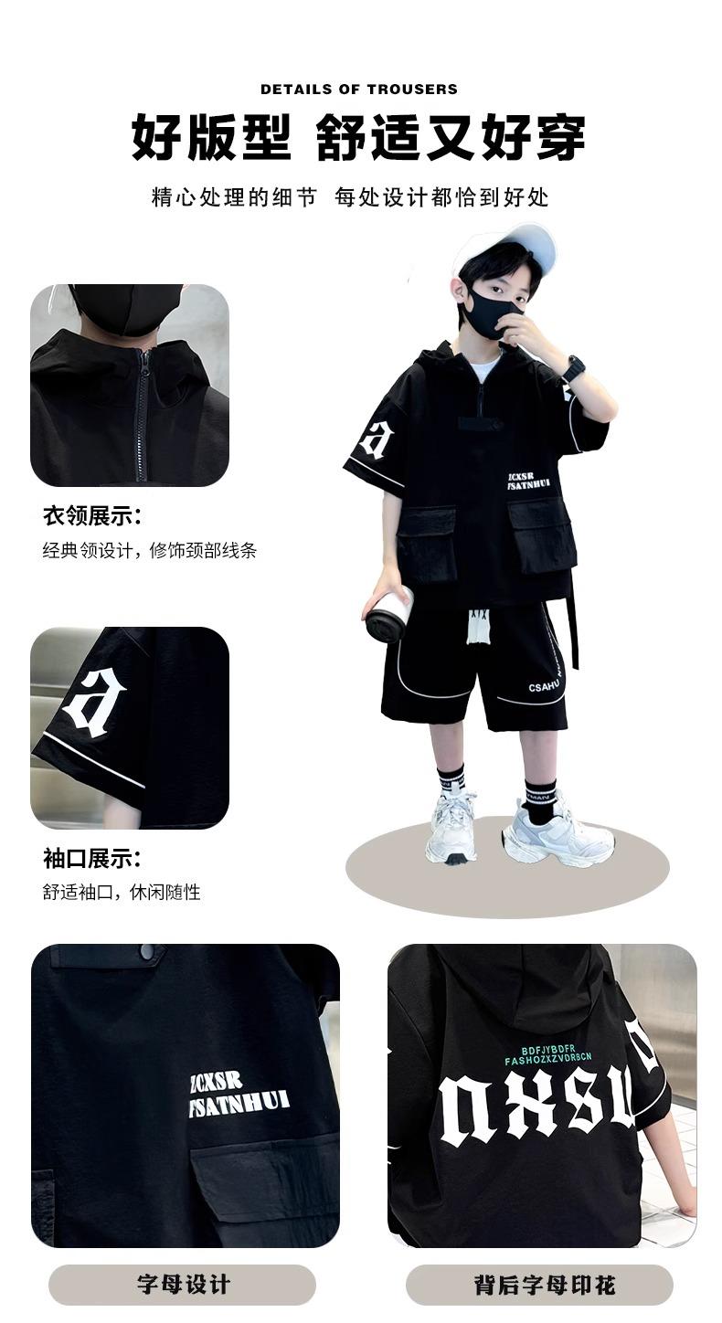 Product Introduction of Set Đồ Trẻ Em Cá Tính 2025 - Áo Hoodie Tay Ngắn + Quần Short Form Rộng | Size 120-180 12
