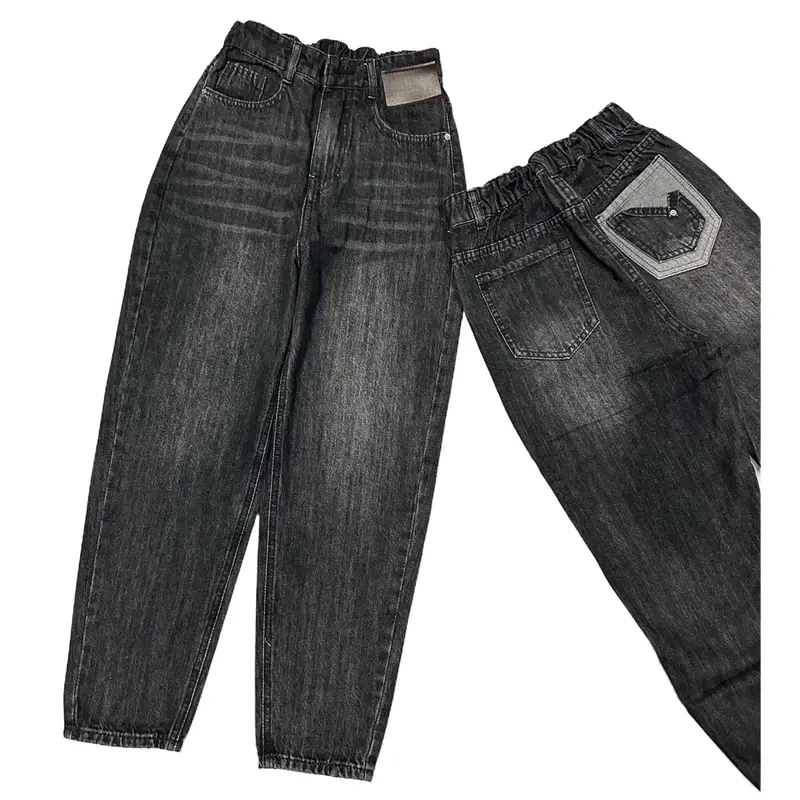 [Có bigsize] [030- 042] Quần Baggy Jeans Nữ QC Túi Kiểu Không Co Dãn Màu Đen Tiêu Pants Women 0