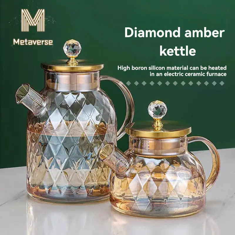 [Metaverse]New Household Large Capacity Glass Jug High Borosilicate Glass Cold Water Pot Amber Cool Water Kettle